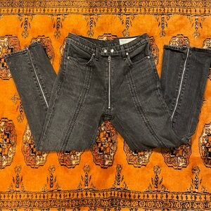 Rag & Bone Zippered Black Straight Leg Moto Jeans